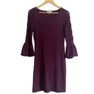 Calvin Klein Bell Sleeve Purple Sweater Dress
